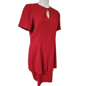Vintage Jacqueline Ferrar size 12 Red office‎ dress layered